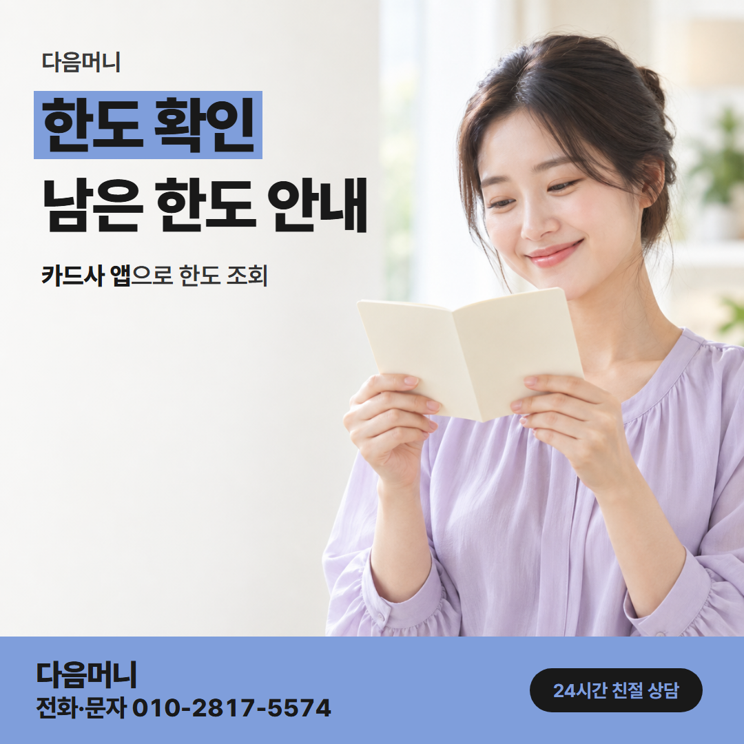 다음머니 기흥카드깡 카드 한 장의 남은 한도